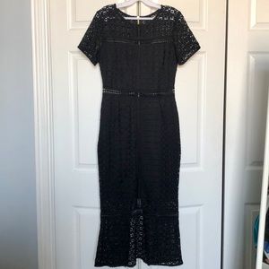 Sheer Cutout Crochet Lace Midi Dress